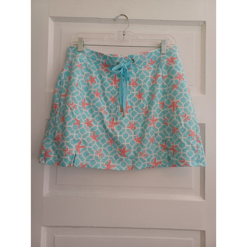 Crown & Ivy starfish print knit skort womens M pickleball golf activewear leisur